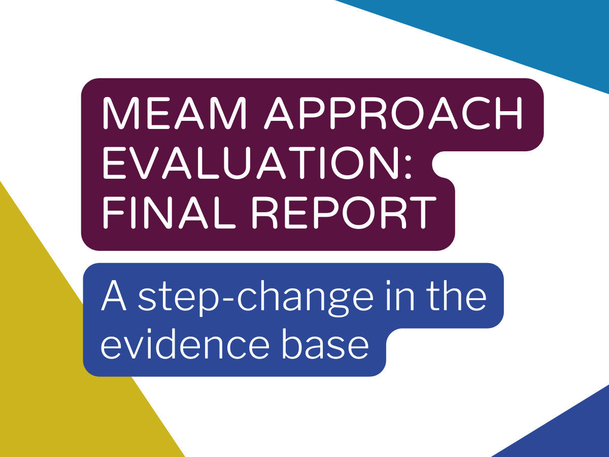 Picture with text that reads: MEAM Approach evaluation: final report. A step-change in the evidence base